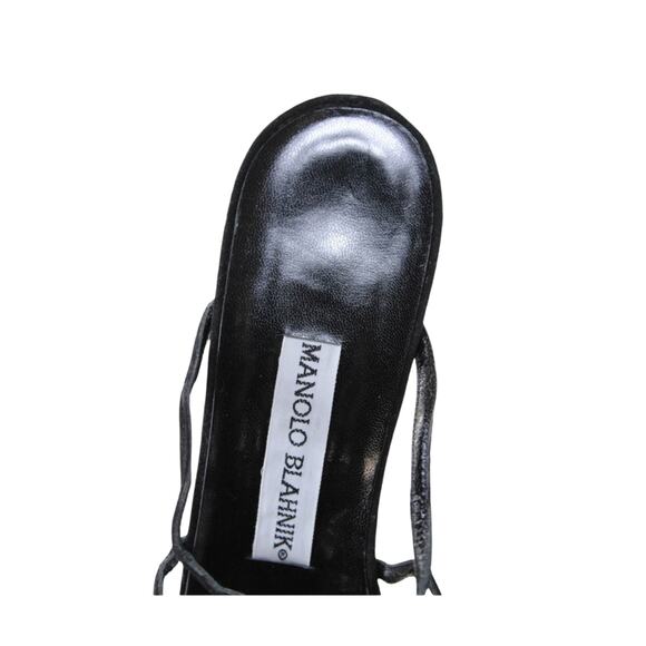 Manolo Blahnik Black Strappy High Heel T Strap Sandal with Dust Bag-size 38.5 - Picture 7 of 10